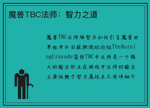魔兽TBC法师：智力之道